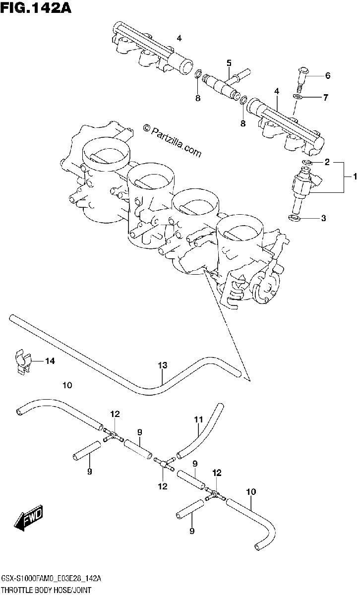 Diagrama de THROTTLE BODY HOSE JOINT E03 E28