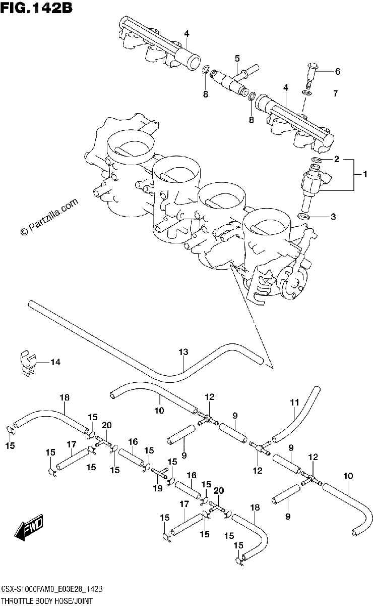 Diagrama de THROTTLE BODY HOSE JOINT E33
