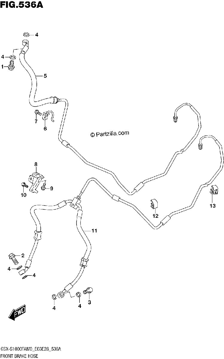 Diagrama de FRONT BRAKE HOSE