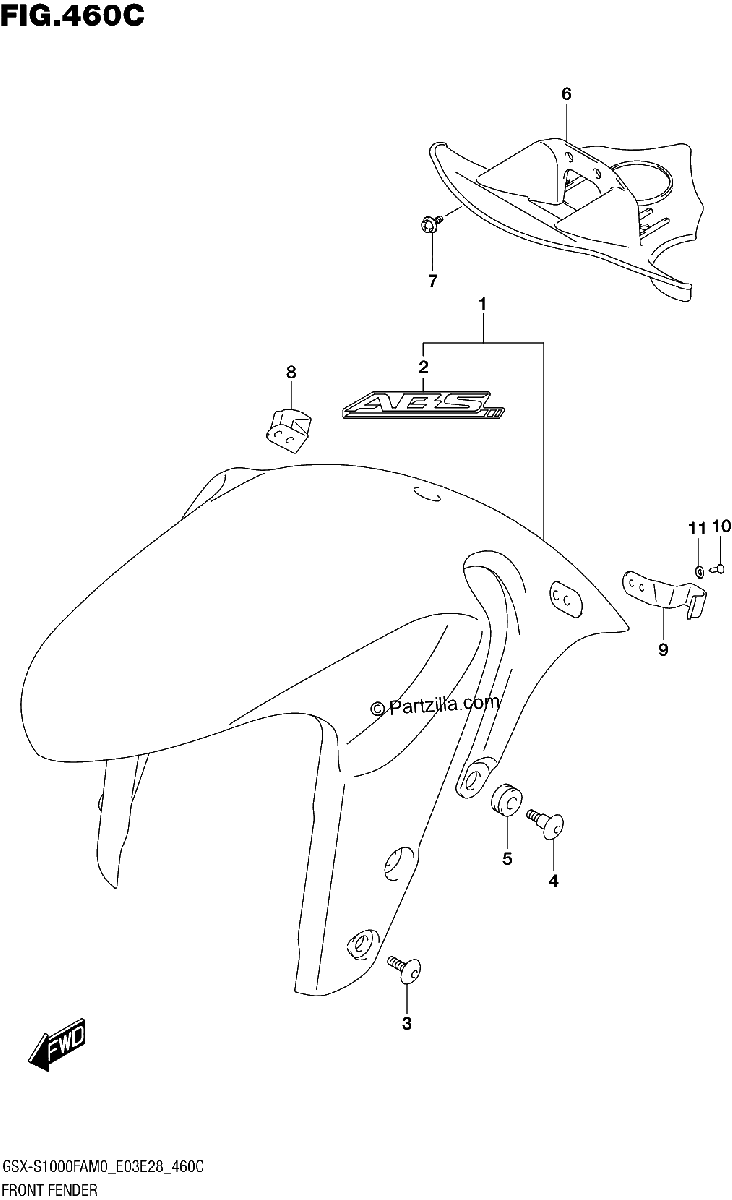 Diagrama de FRONT FENDER E03 E33