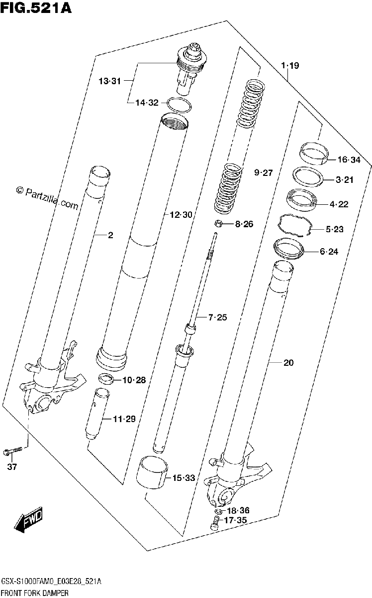 Diagrama de FRONT FORK DAMPER