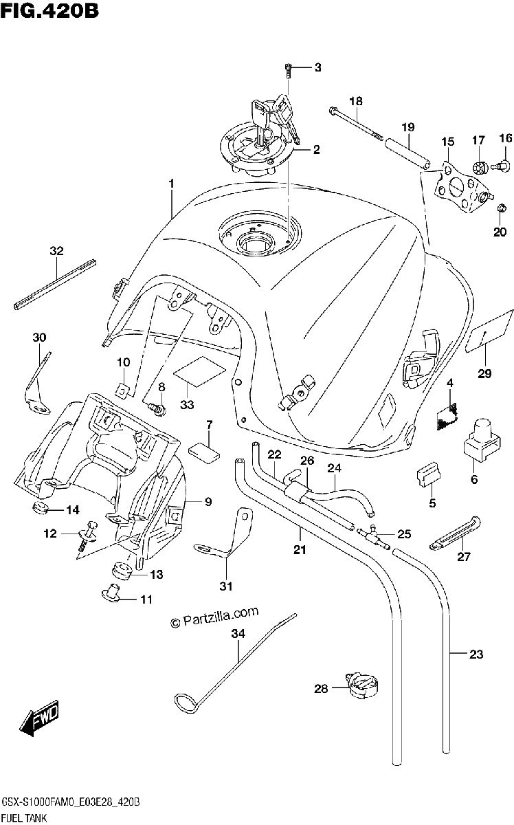 Diagrama de FUEL TANK E28