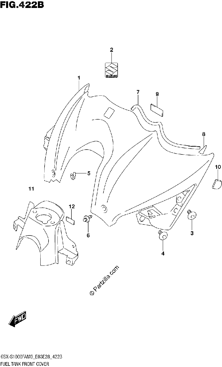 Diagrama de FUEL TANK FRONT COVER E28
