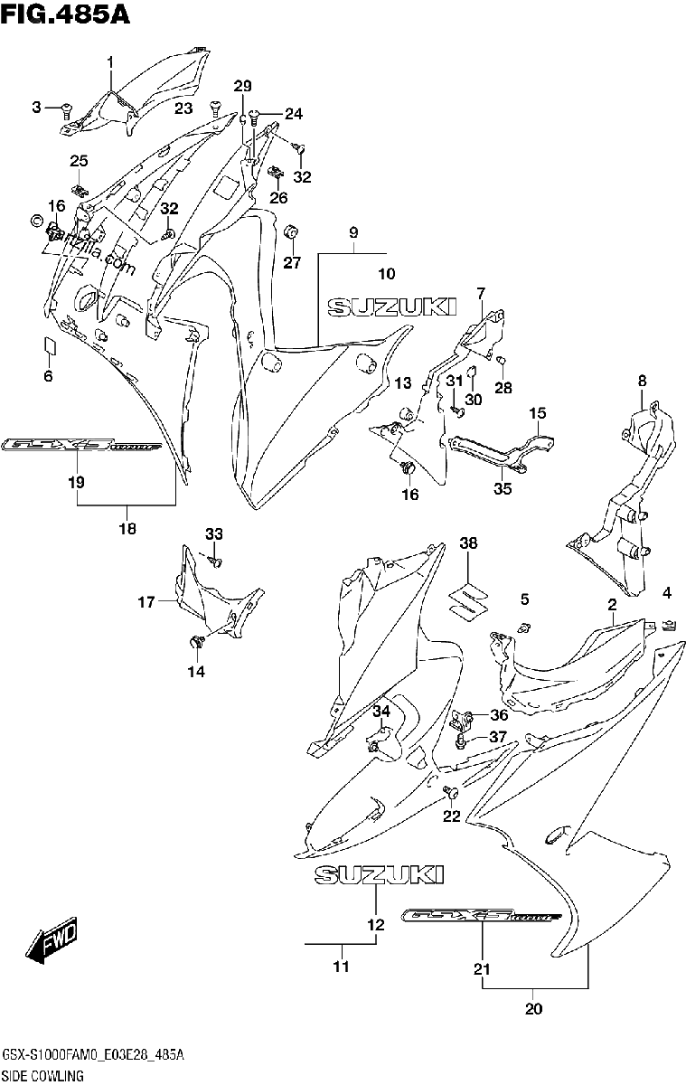 Diagrama de SIDE COWLING E03 E33