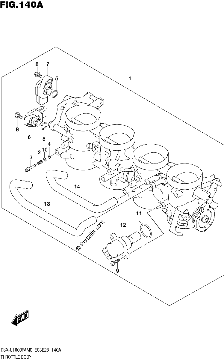 Diagrama de THROTTLE BODY E03 E28
