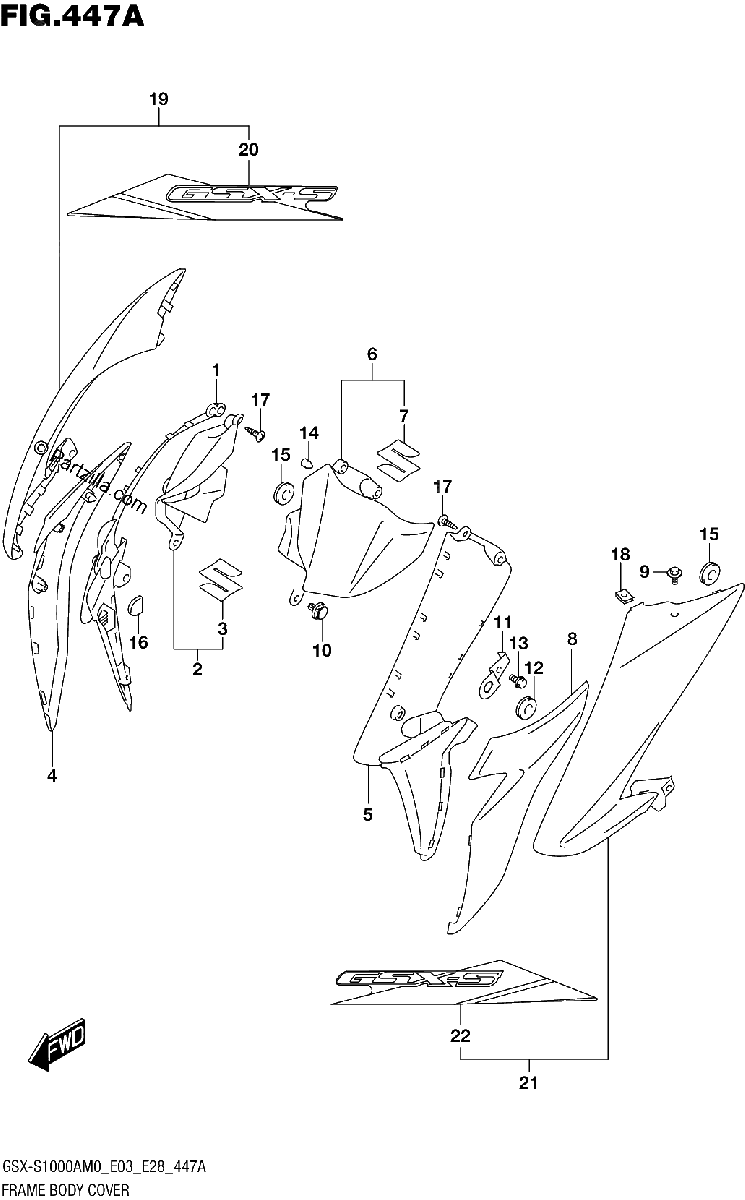 Diagrama de FRAME BODY COVER GSX S1000ZA