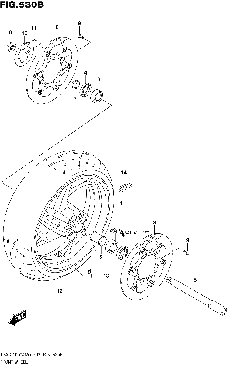 Diagrama de FRONT WHEEL GSX S1000A