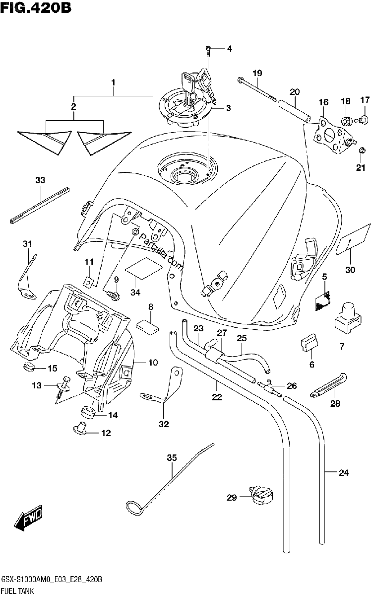Diagrama de FUEL TANK GSX S1000ZA 1