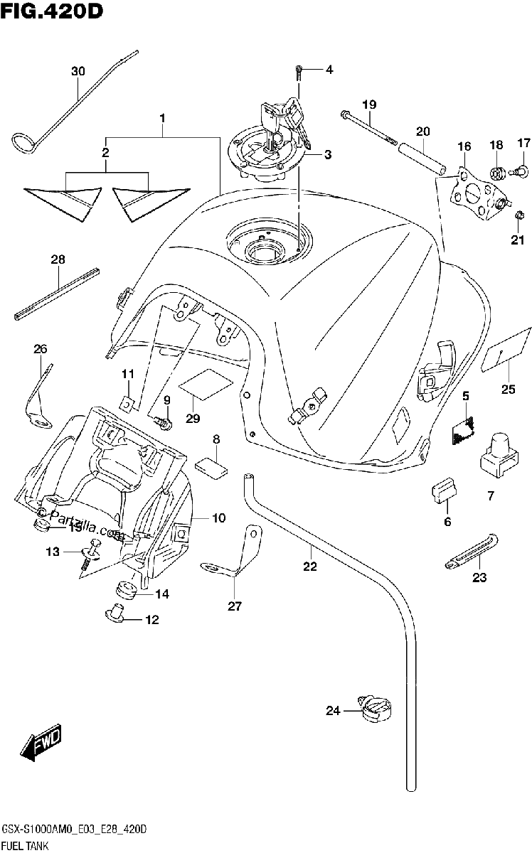 Diagrama de FUEL TANK GSX S1000ZA