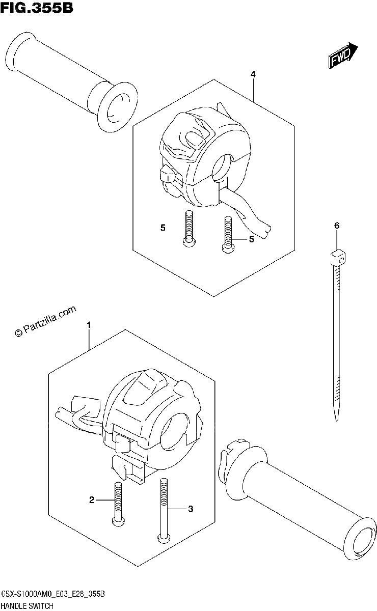 Diagrama de HANDLE SWITCH E28