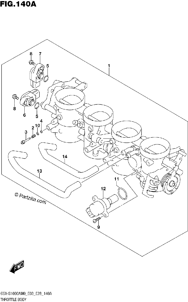 Diagrama de THROTTLE BODY E03 E28
