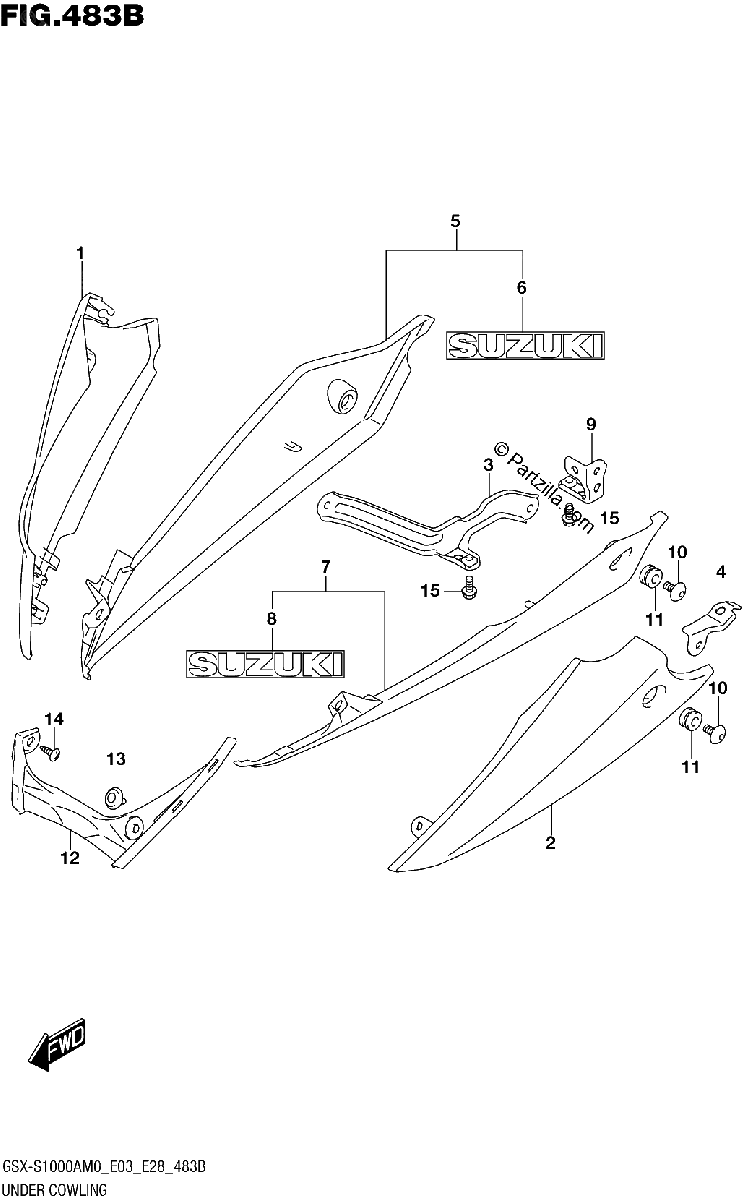 Diagrama de UNDER COWLING GSX S1000ZA