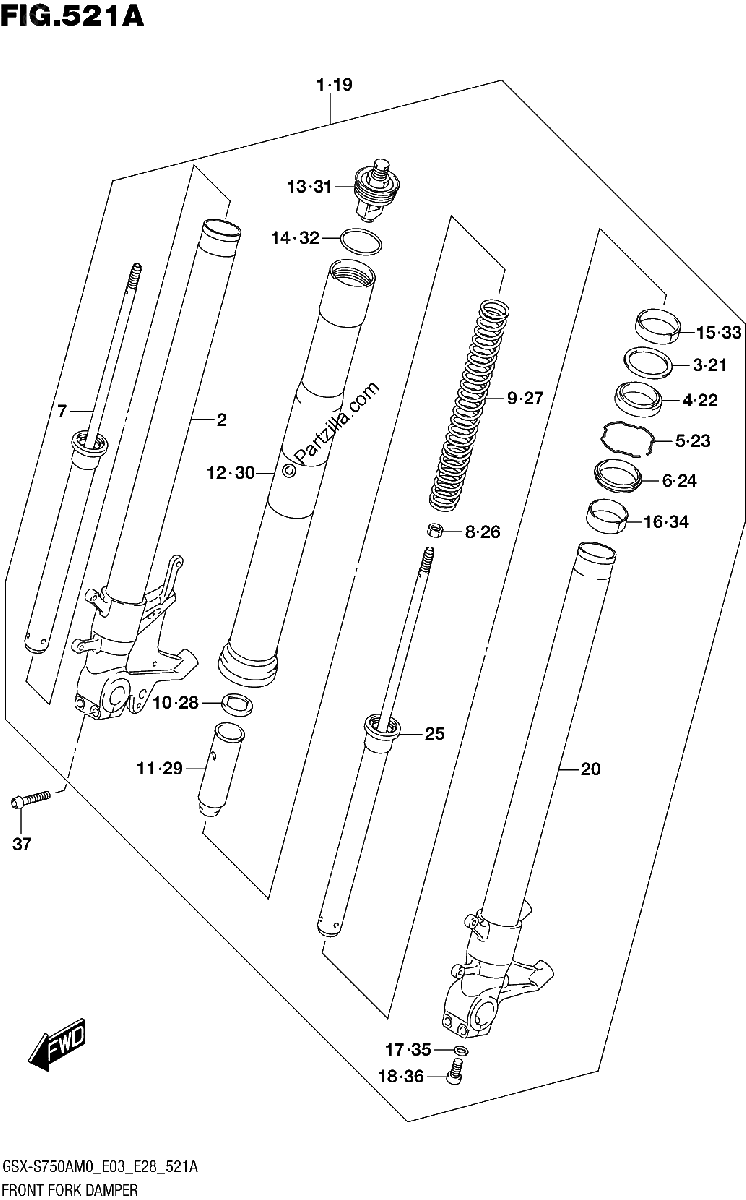 Diagrama de FRONT FORK DAMPER