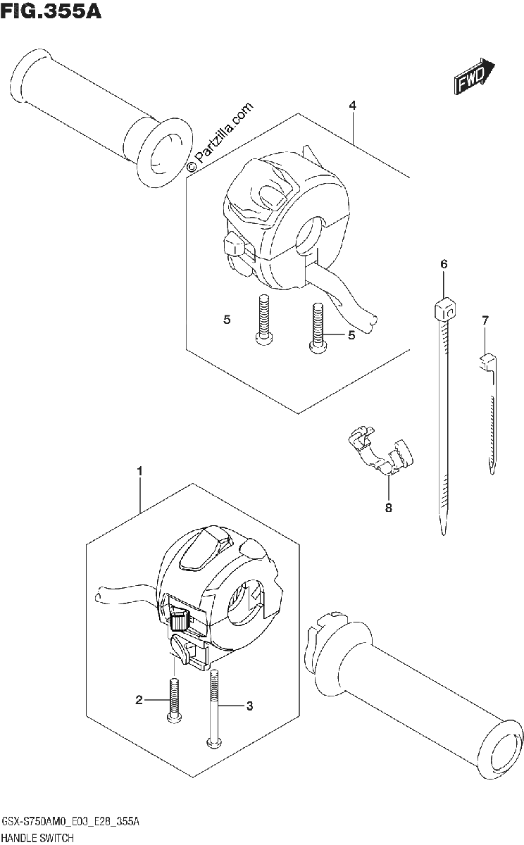 Diagrama de HANDLE SWITCH E28