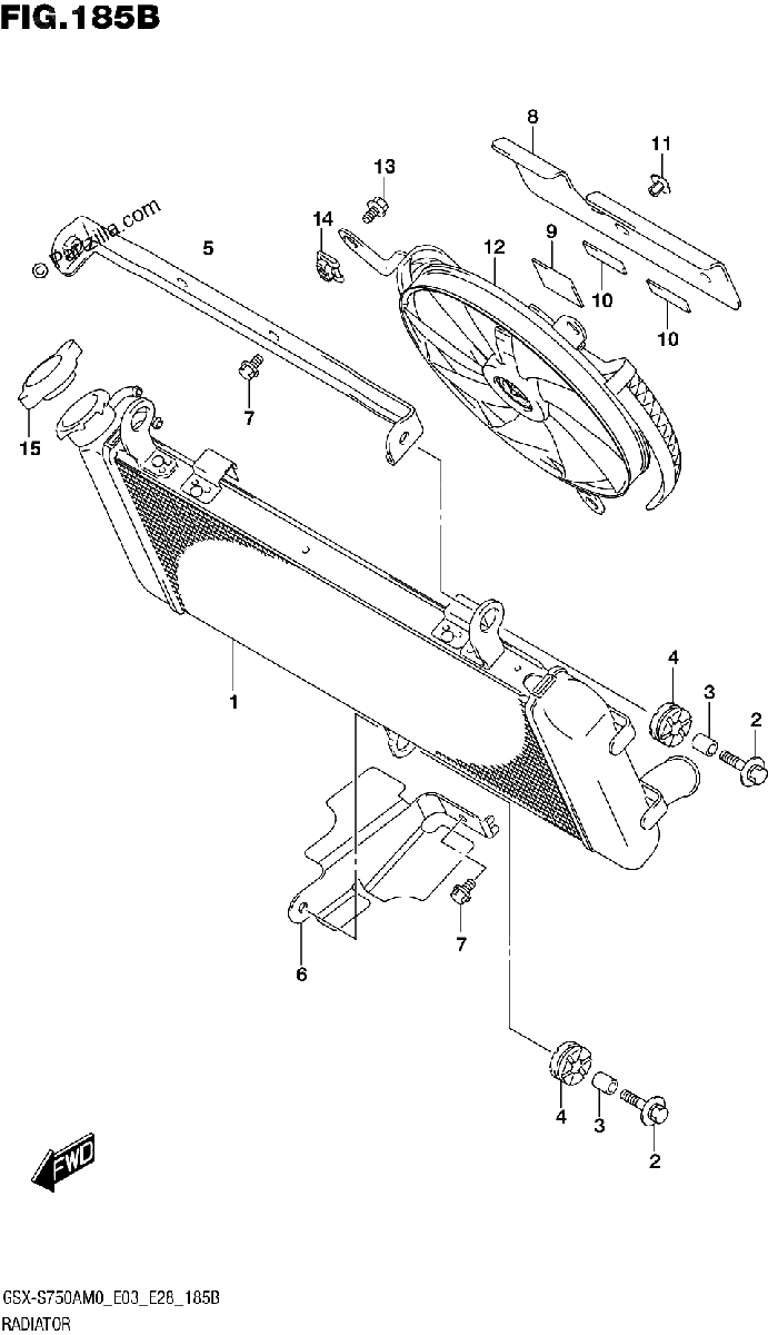 Diagrama de RADIATOR GSX S750Z