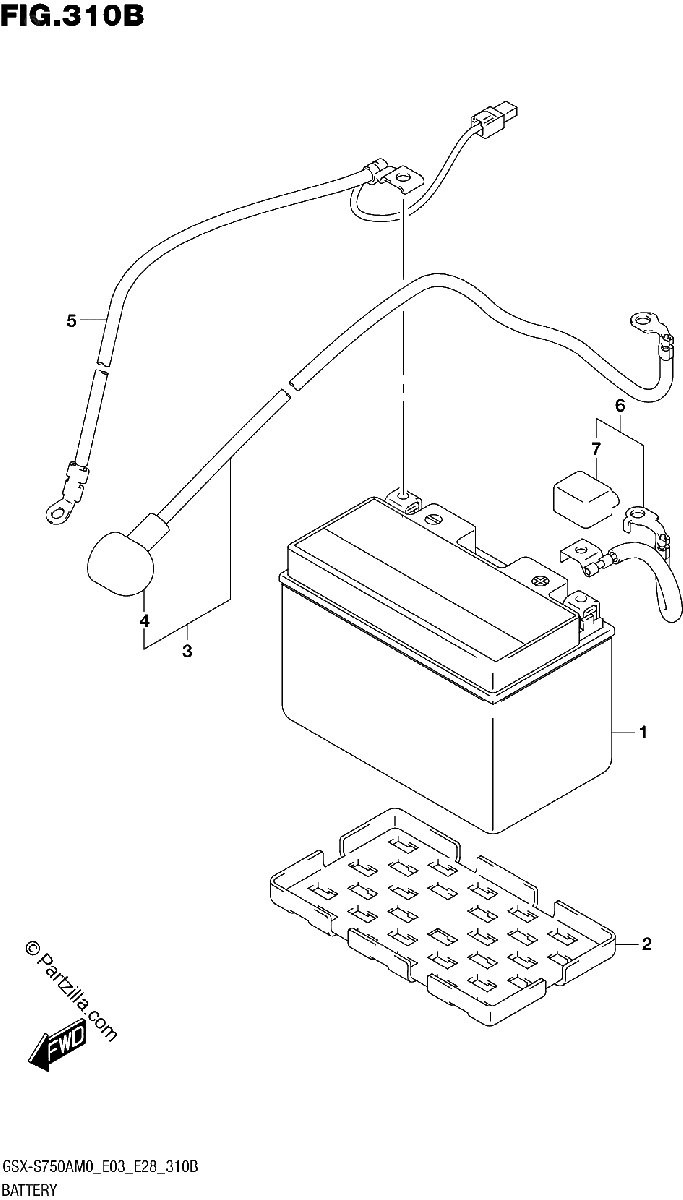 Diagrama de BATTERY GSX S750Z