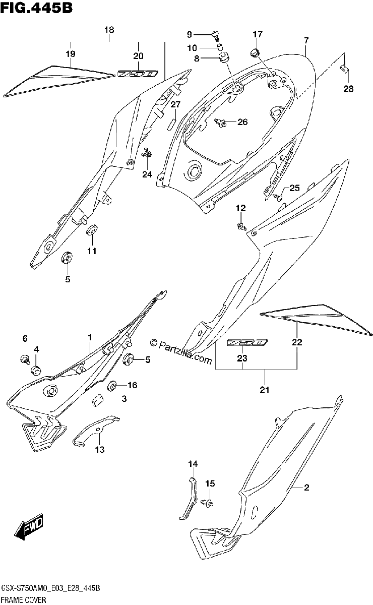 Diagrama de FRAME COVER GSX S750Z GSX S750ZA GSX S750AZ