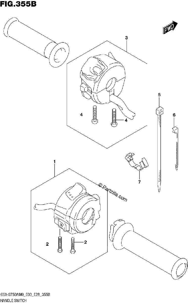 Diagrama de HANDLE SWITCH E03 E33