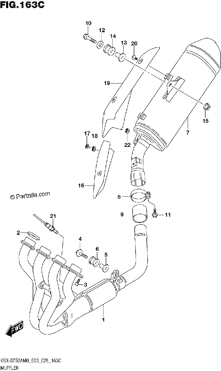 Diagrama de MUFFLER GSX S750A