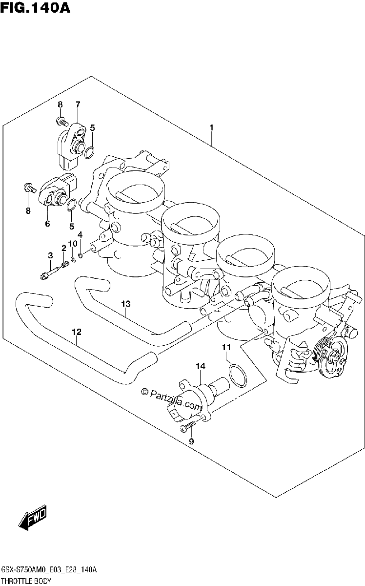 Diagrama de THROTTLE BODY E03 E28