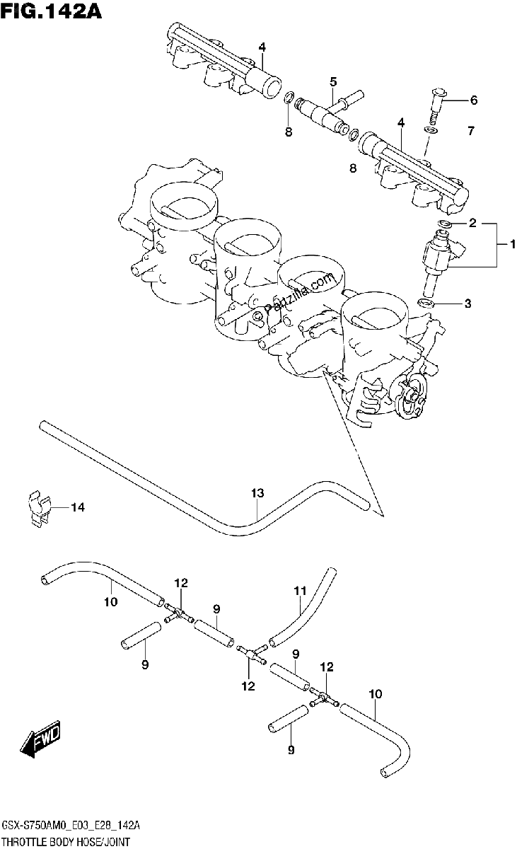 Diagrama de THROTTLE BODY HOSE JOINT E03 E28