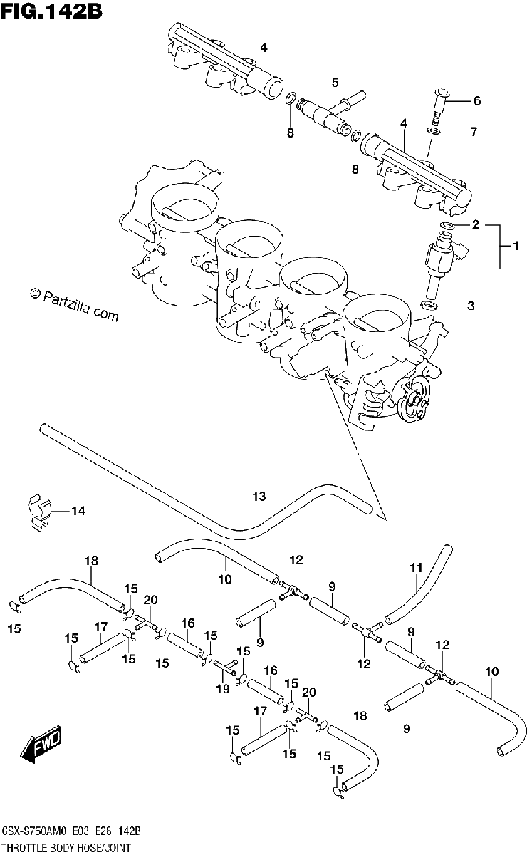 Diagrama de THROTTLE BODY HOSE JOINT E33