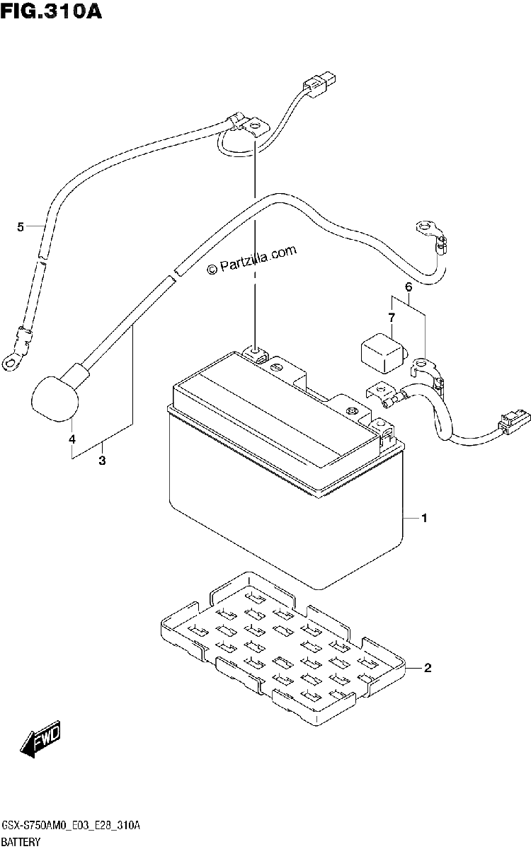 Diagrama de BATTERY GSX S750A GSX S750ZA GSX S750AZ