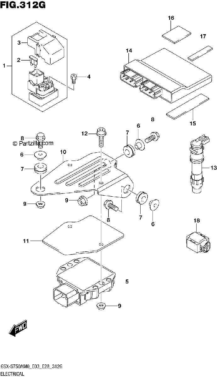 Diagrama de ELECTRICAL GSX S750Z E03
