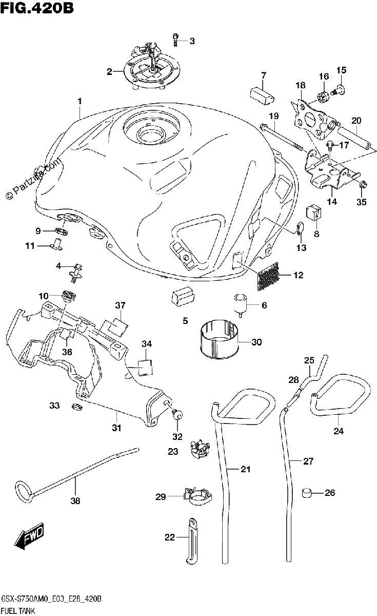 Diagrama de FUEL TANK GSX S750A E03 E28