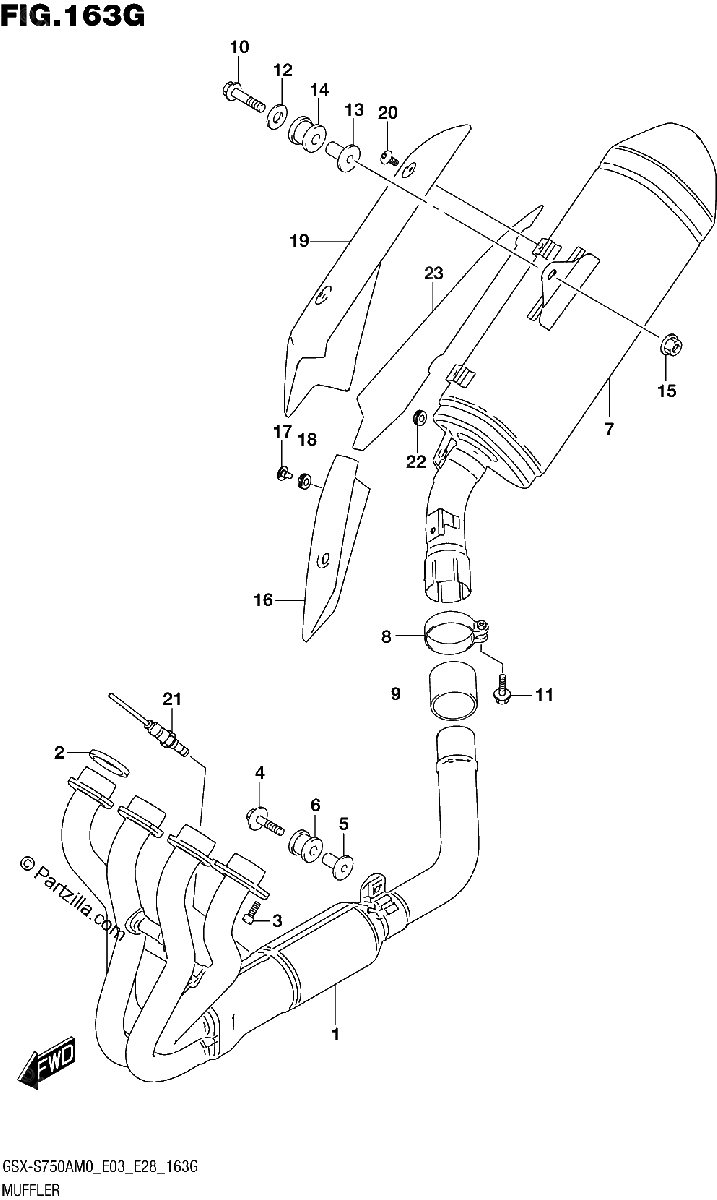 Diagrama de MUFFLER GSX S750Z GSX S750ZA GSX S750AZ