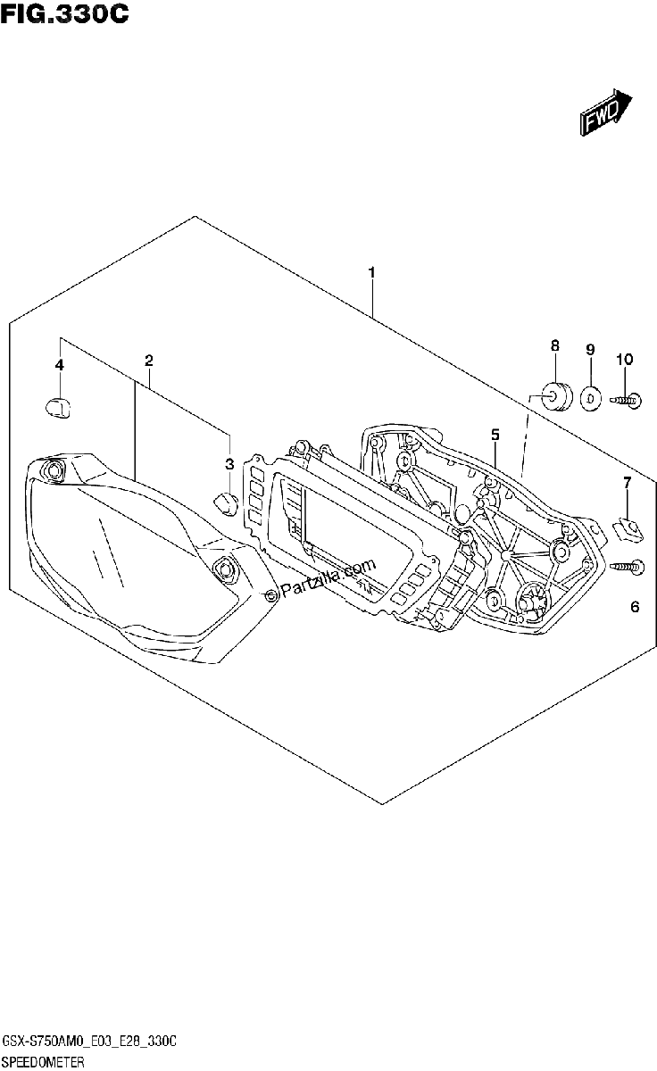 Diagrama de SPEEDOMETER GSX S750Z E03 E33