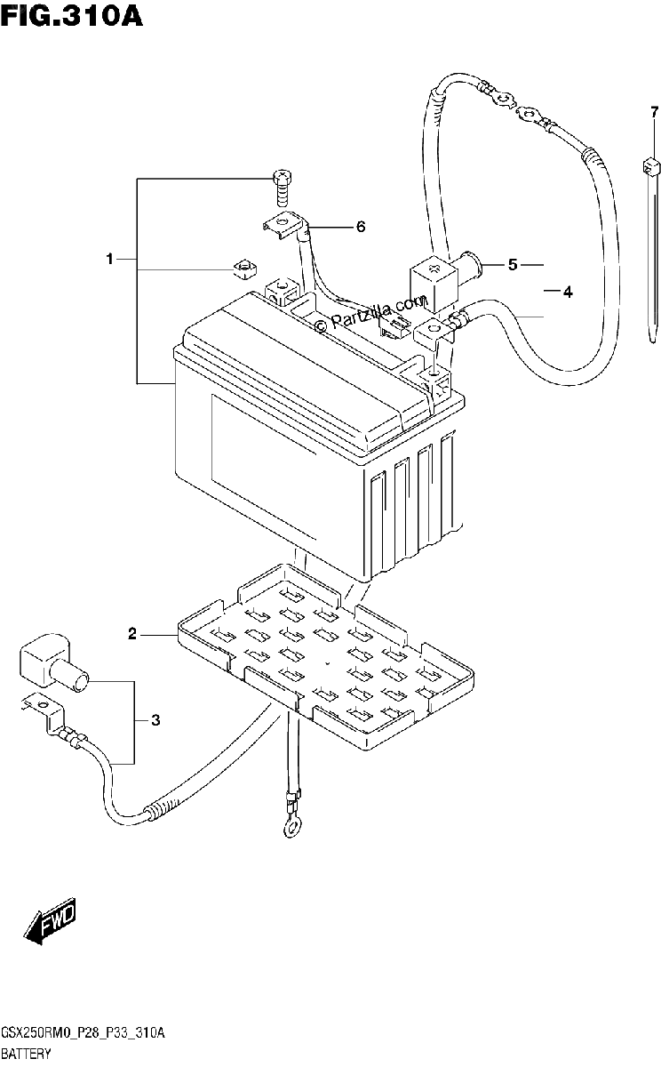 Diagrama de BATTERY GSX250RM0 P28