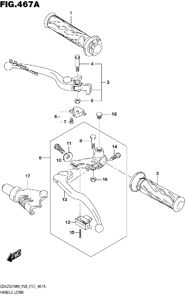 Diagrama de HANDLE LEVER