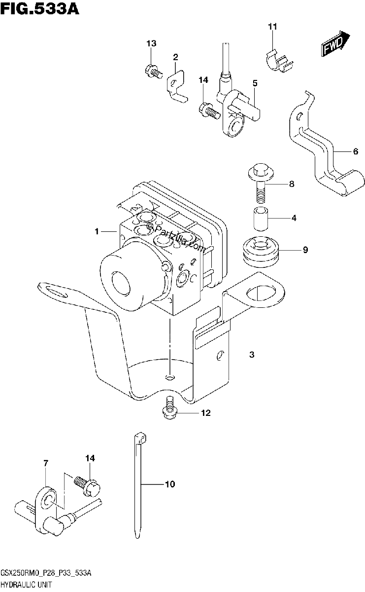 Diagrama de HYDRAULIC UNIT GSX250RAM0 P33