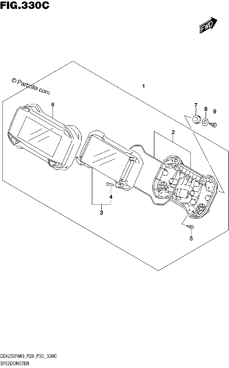 Diagrama de SPEEDOMETER GSX250RAM0 P33