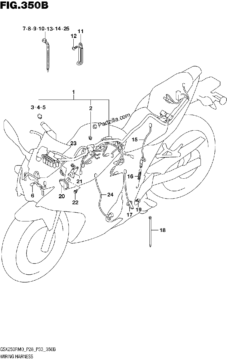 Diagrama de WIRING HARNESS GSX250RM0 P33