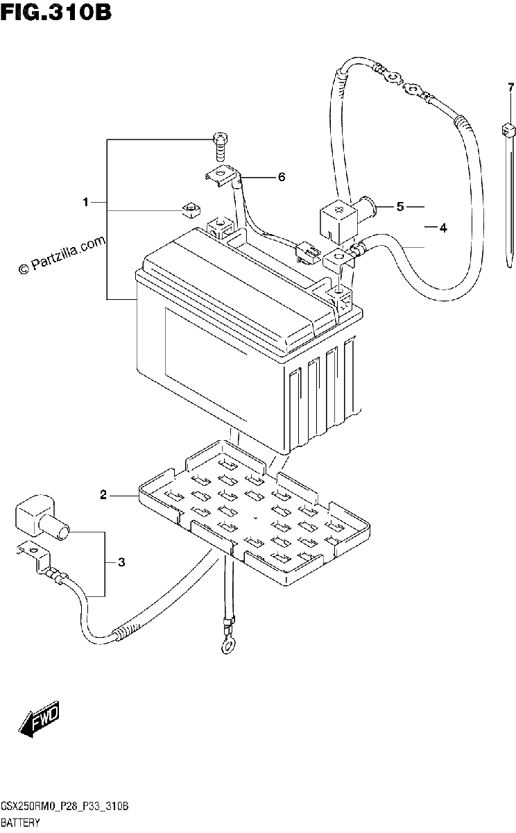 Diagrama de BATTERY GSX250RM0 P33