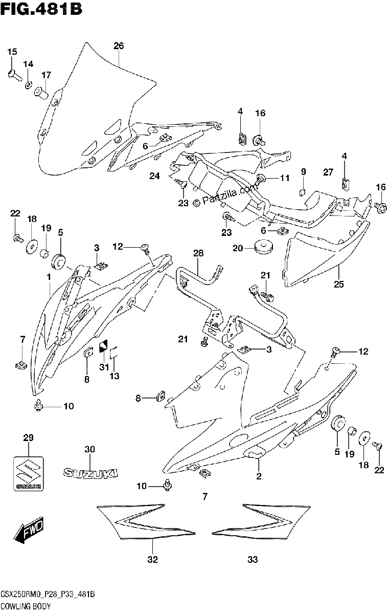 Diagrama de COWLING BODY FOR BY7 BHM