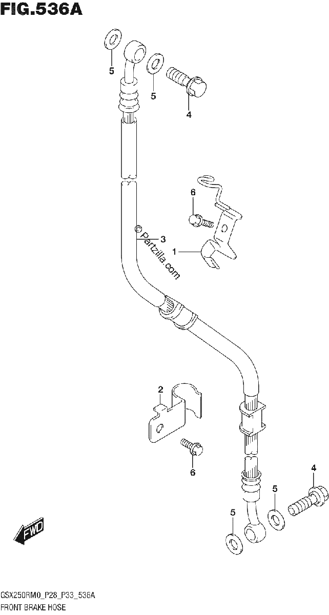Diagrama de FRONT BRAKE HOSE GSX250RM0 P28