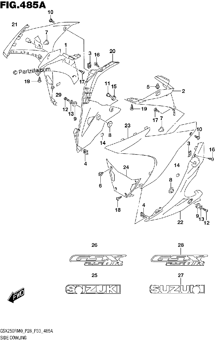 Diagrama de SIDE COWLING FOR YAY YYW