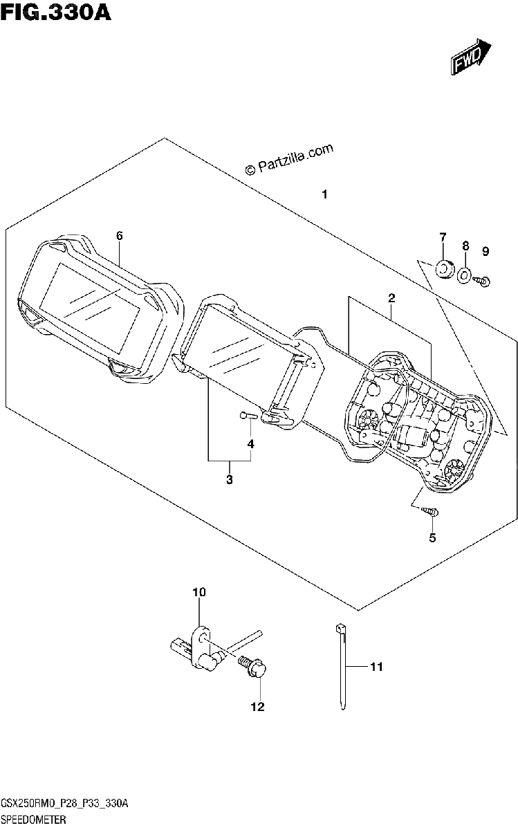Diagrama de SPEEDOMETER GSX250RM0 P28