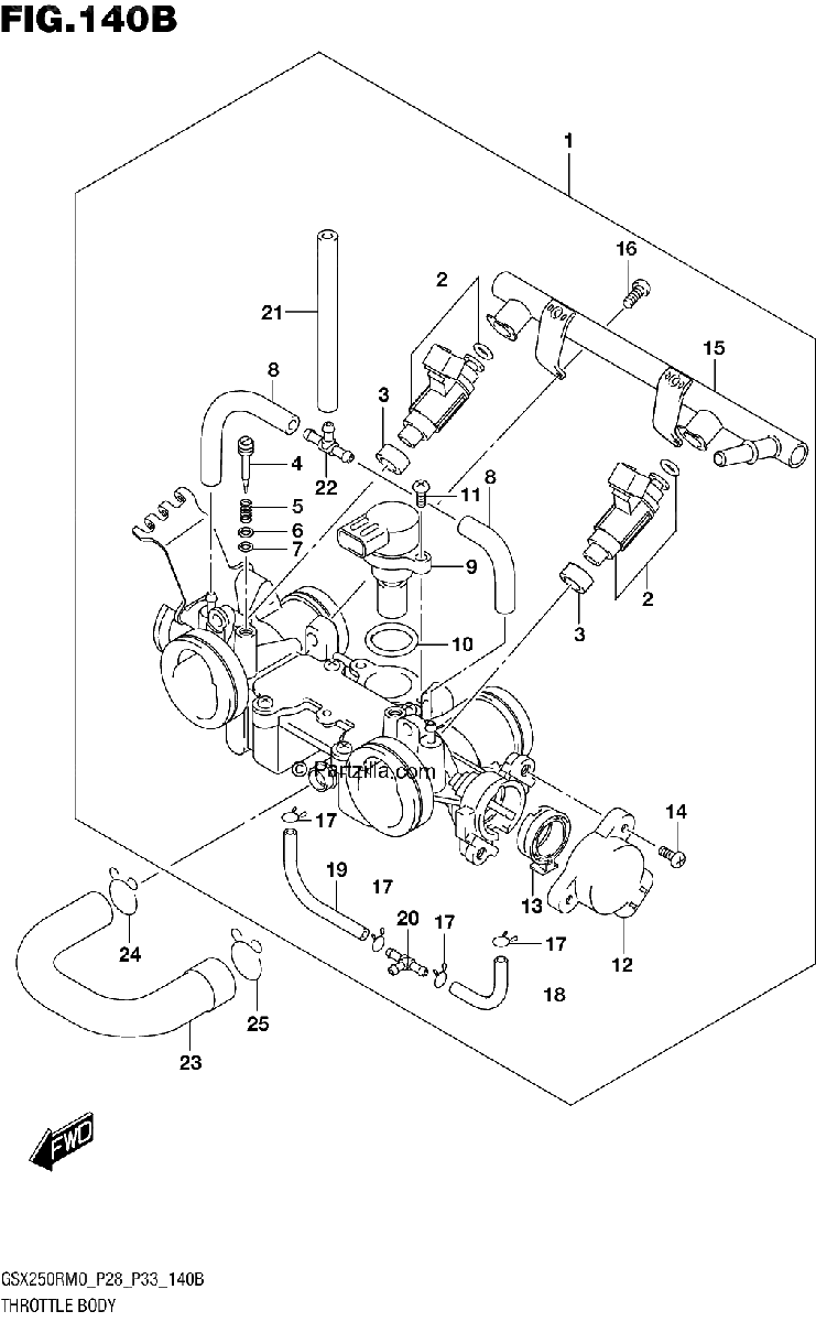 Diagrama de THROTTLE BODY GSX250RM0 P33