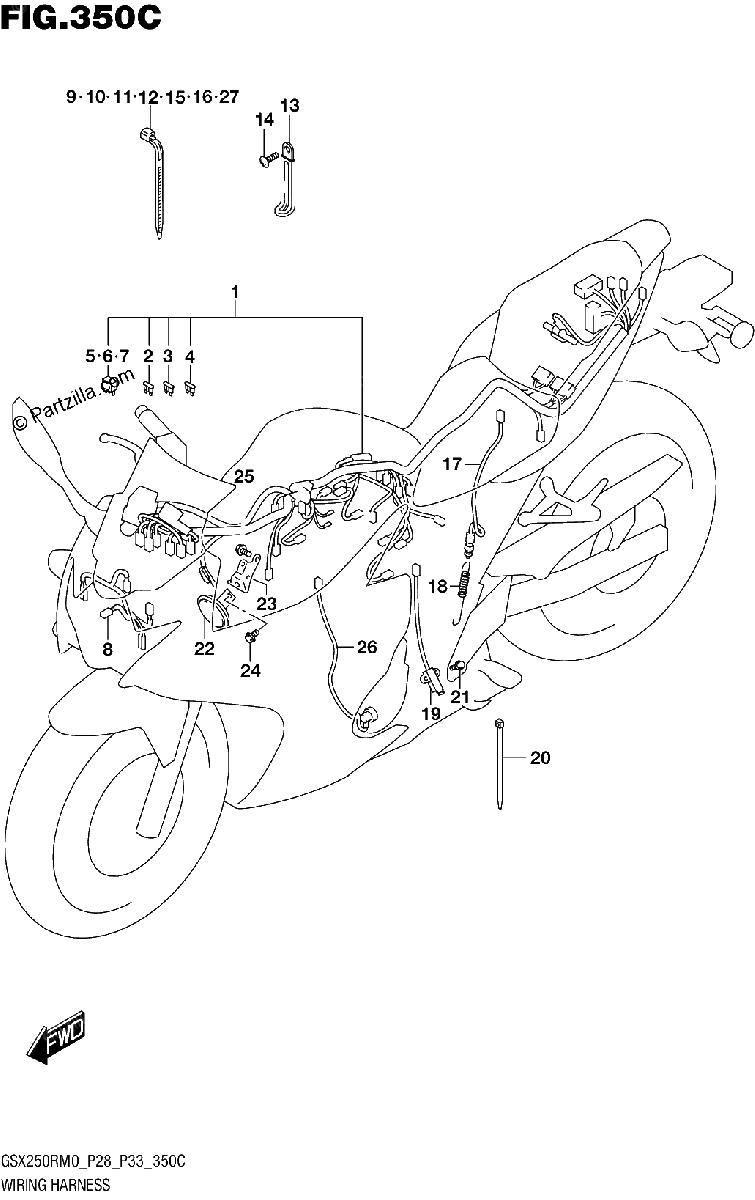 Diagrama de WIRING HARNESS GSX250RAM0 P33