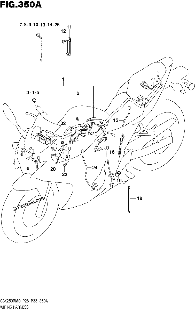 Diagrama de WIRING HARNESS GSX250RM0 P28