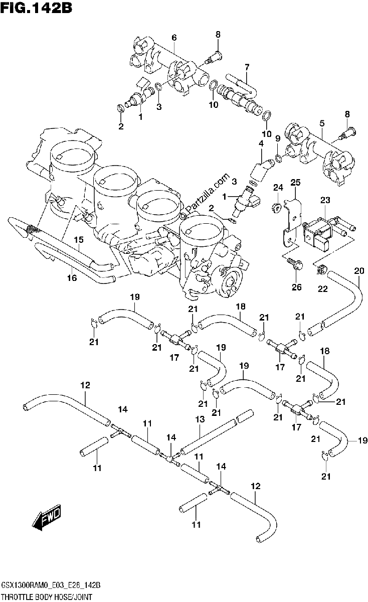 Diagrama de THROTTLE BODY HOSE JOINT E33