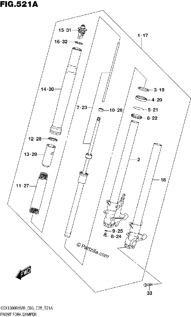 Diagrama de FRONT FORK DAMPER