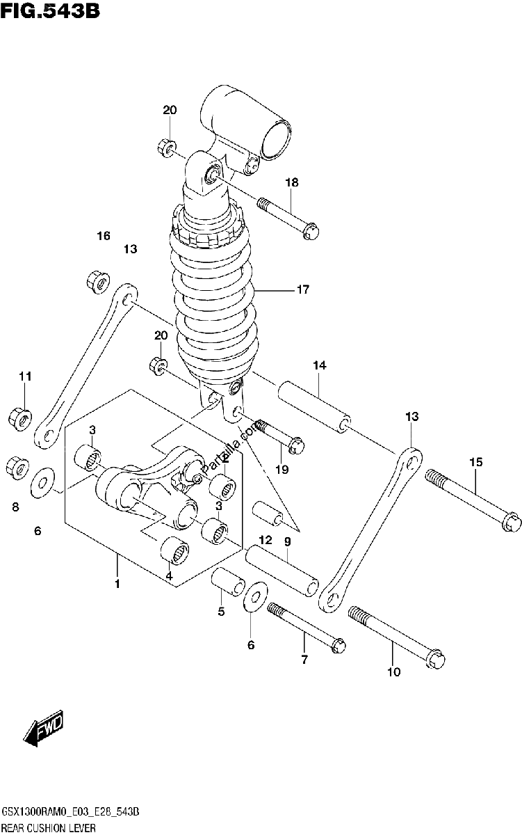 Diagrama de REAR CUSHION LEVER