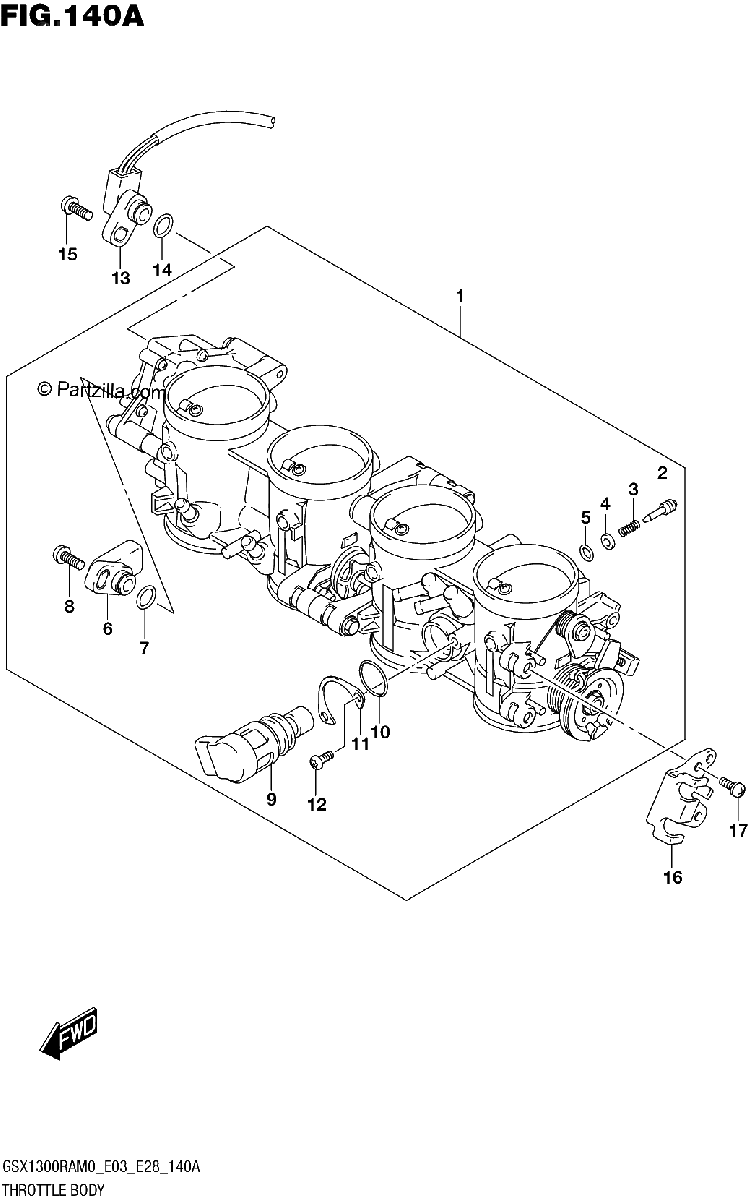 Diagrama de THROTTLE BODY E03 E28
