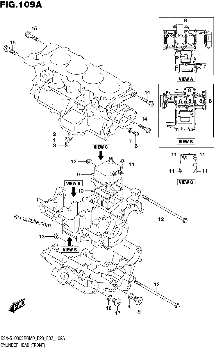 Diagrama de CYLINDER HEAD FRONT