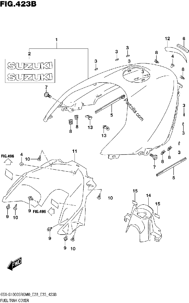 Diagrama de FUEL TANK COVER E33